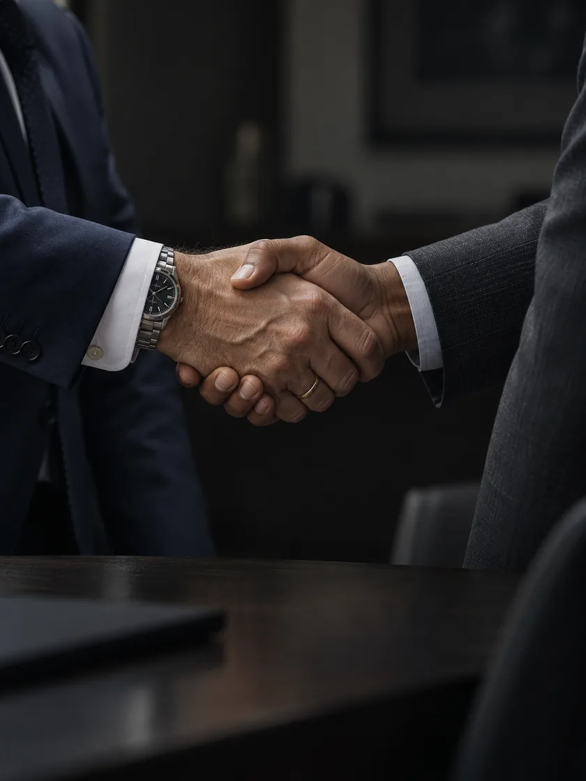 Aperto de mãos entre dois executivos